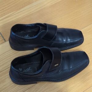 Rieker Men's Classic Black Slip-On Leather Loafers-size 12 Wide